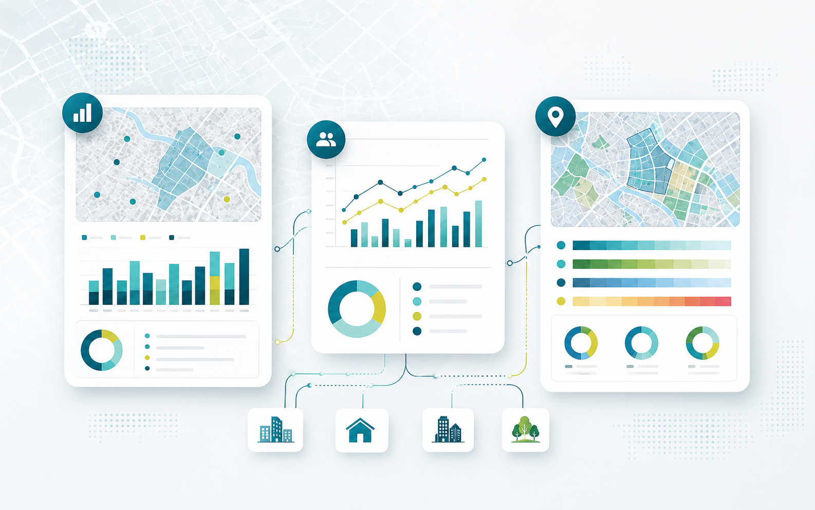 Abstrakte Darstellung von Marktmonitor Analysemodulen